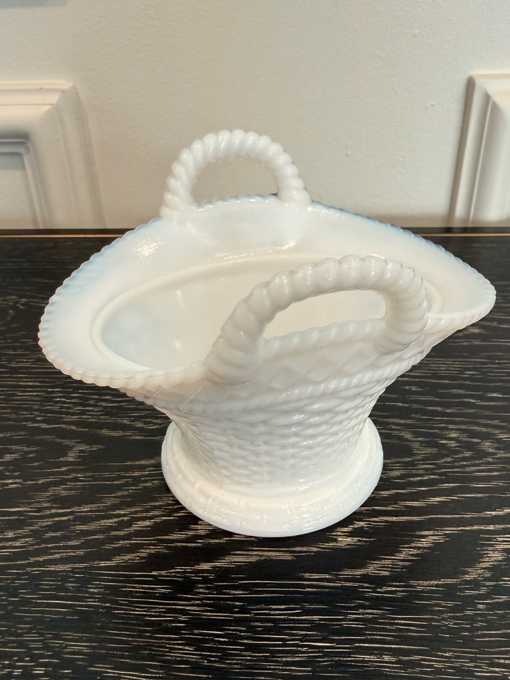 Vintage Westmoreland Milk Glass Double Handled Basket no lid